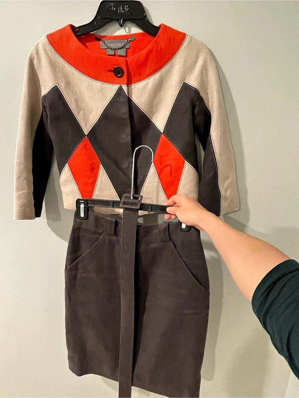 Proenza Schouler Linen Patchwork Jacket & Pencil Skirt Size 4